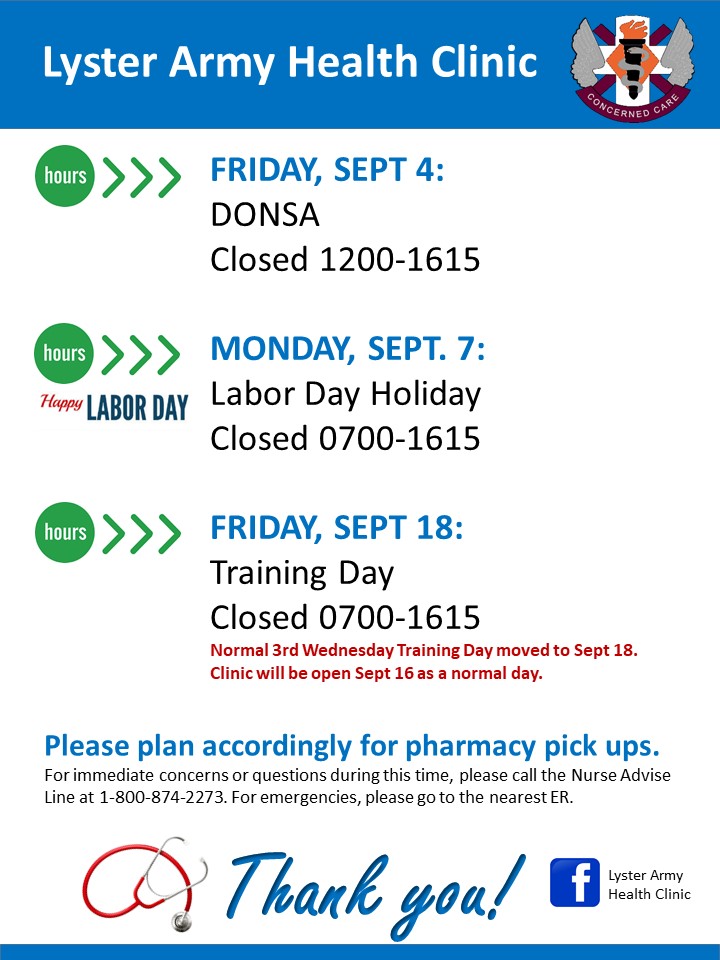 September Clinic Hours